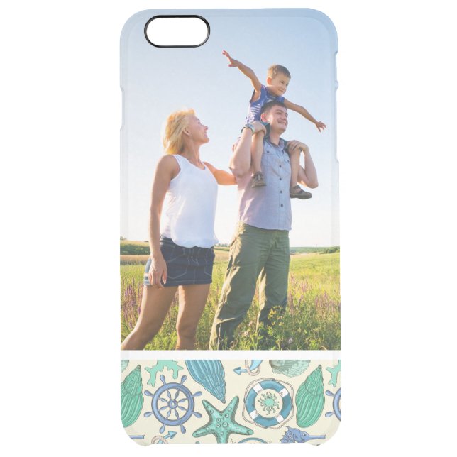 Custom Photo Teal Sea Animals Pattern Uncommon iPhone Case (Back)
