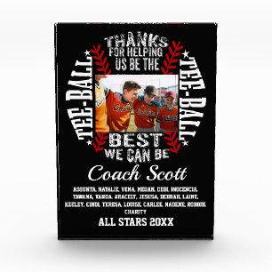 Custom Photo Tee-Ball Coach Team Roster Award Plaq