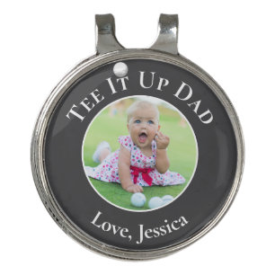 Custom Photo Tee It Up Dad Gray Golf Hat Clip