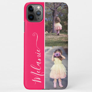 Custom Photo Template 2 Vertical Photos Name Pink iPhone 11Pro Max Case