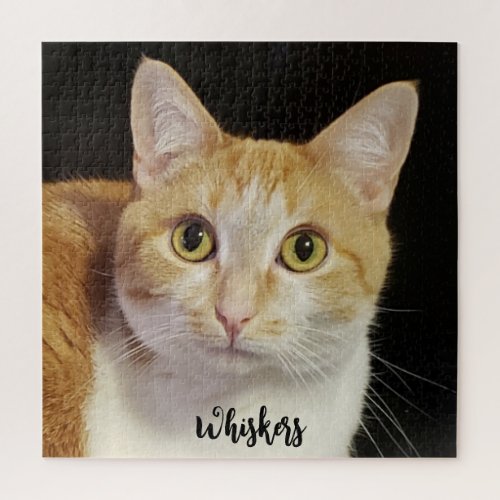Custom Photo Template Cute Pet Cat Modern Script Jigsaw Puzzle