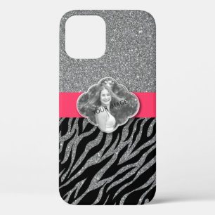 Custom Photo Template Girly Pink Animal Pattern iPhone 12 Case