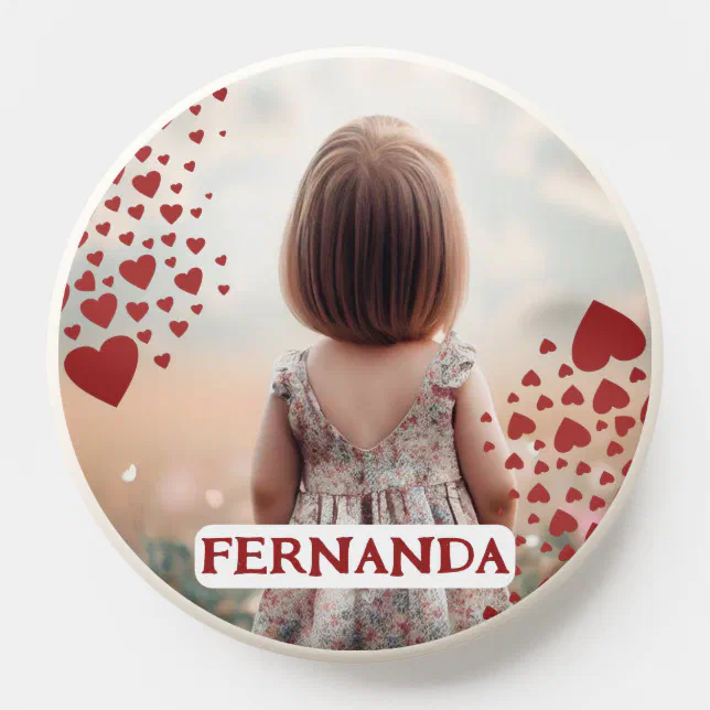 Custom Photo Template Name Lots of Red Hearts PopSocket Zazzle