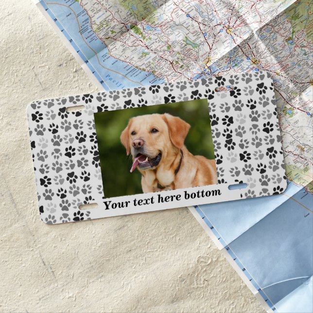 Custom Photo Template Pet Paws Dog Cat License Plate (In Situ)