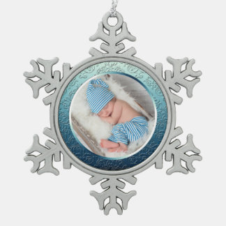 Custom Photo Template Snowflake Xmas Christmas Sno Snowflake Pewter Christmas Ornament