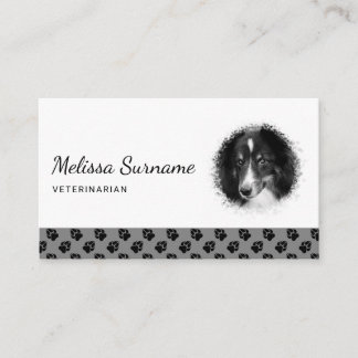 Custom Photo Template With Black Paws On Gray Business Card