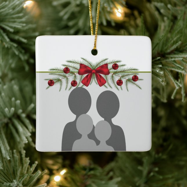 Custom Photo Template With Christmas Garland Ceramic Ornament (Tree)