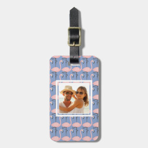 Custom Photo Tender Flamingo Pattern Luggage Tag
