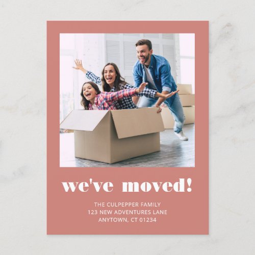 Custom Photo Terracotta Moving Announcement Postcard