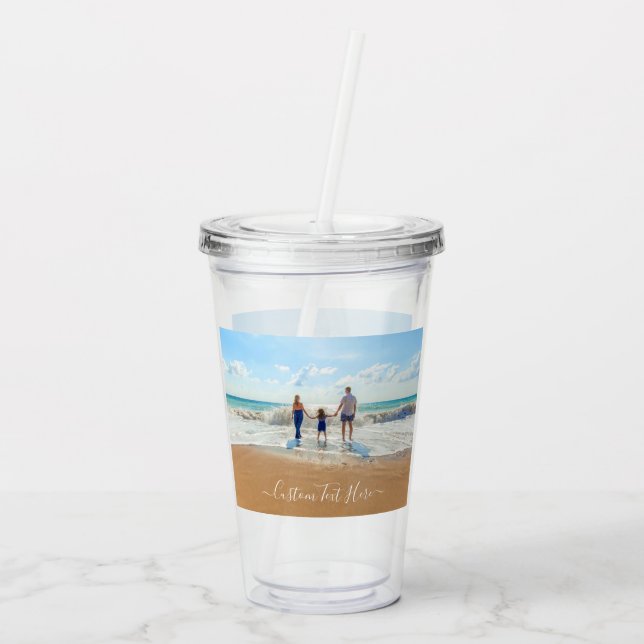 Custom Photo Text Acrylic Tumbler Your Own Design (Back)