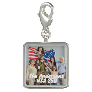 Custom Photo & Text America 250 Years Charm