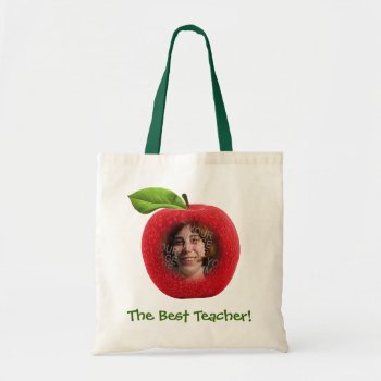 Custom Photo & Text Apple Face Tote Bag by trendyteeshirts at Zazzle