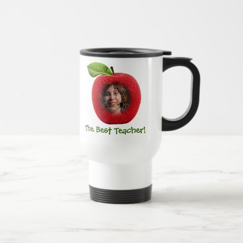 Custom Photo  Text Apple Face Travel Mug