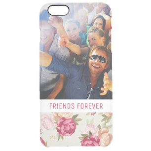 Custom Photo & Text Beautiful Peony Pattern Clear iPhone 6 Plus Case