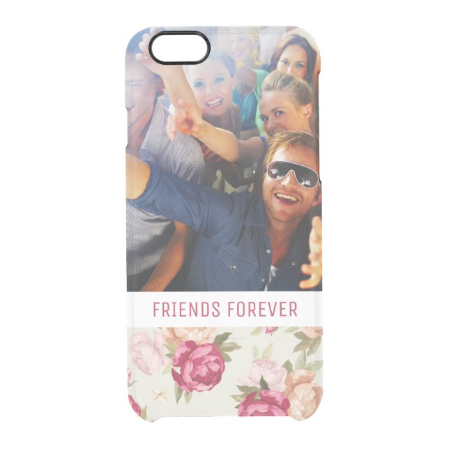 Custom Photo & Text Beautiful Peony Pattern Uncommon iPhone Case (Back)