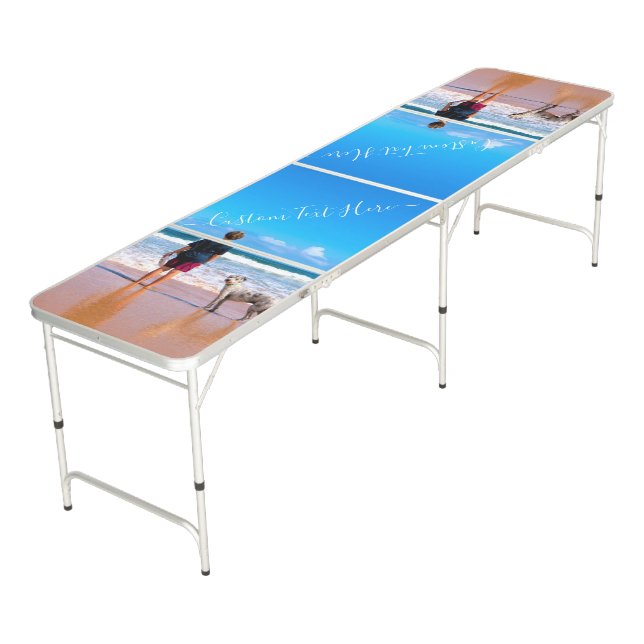 Custom Photo Text Beer Pong Table Your Photos (Angled)