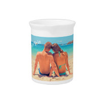 Custom Photo Text Beverage Pitcher Your Photos