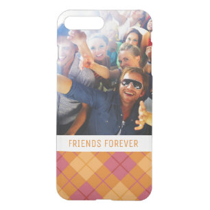 Custom Photo & Text Bias Plaid in Orange and Pink iPhone 8 Plus/7 Plus Case