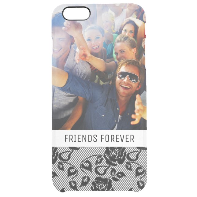 Custom Photo & Text Black lace pattern Uncommon iPhone Case (Back)