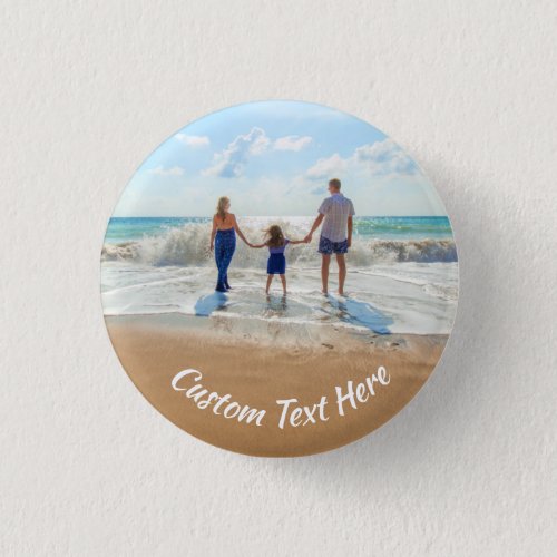Custom Photo Text Button Your Family Photos Gift