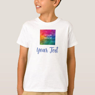 Custom Photo Text Calligraphed Script Kids Boys T-Shirt