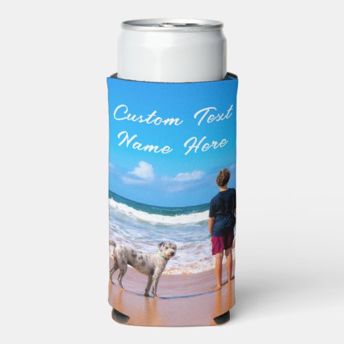 Custom Photo Text Can Cooler Gift with Your Photos