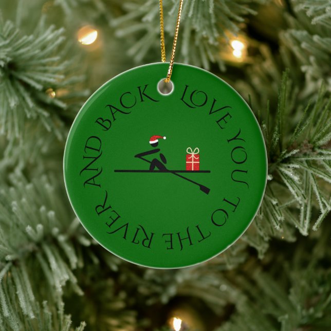 Custom photo text christmas rower green ceramic ornament (Tree)