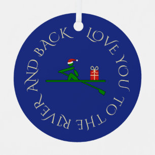 Custom photo text christmas rower navy metal ornament