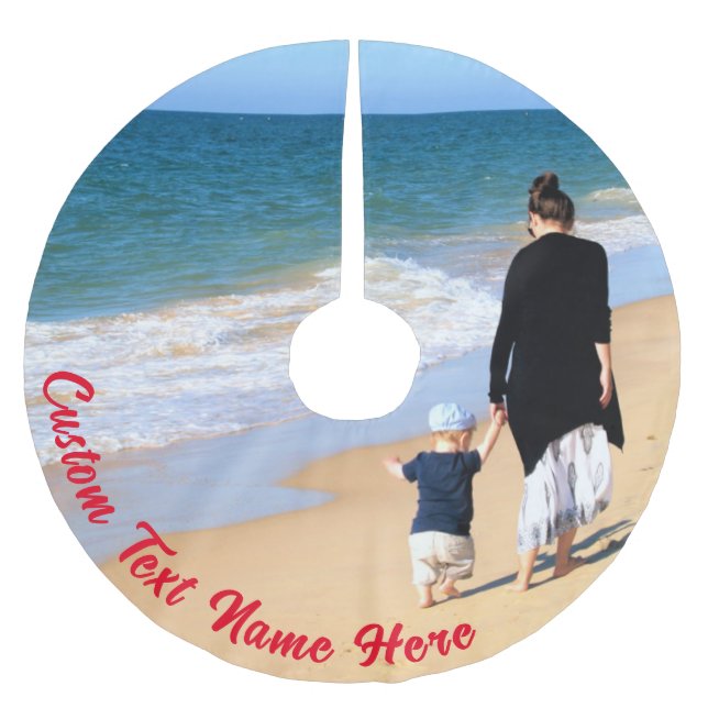 Custom Photo Text Christmas Tree Skirt Your Photos (Front)