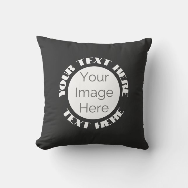 Custom Photo & Text Circle Design Square  Throw Pillow (Front)