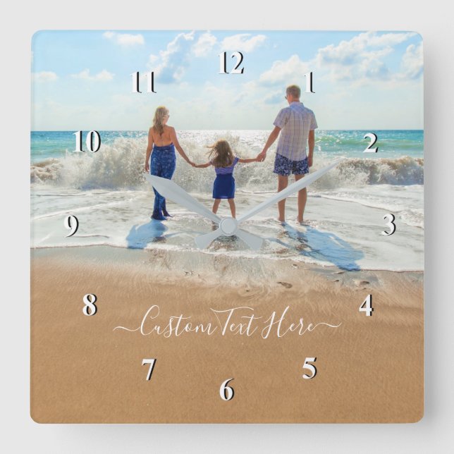 Custom Photo Text Clock Your Family Gift (Front)