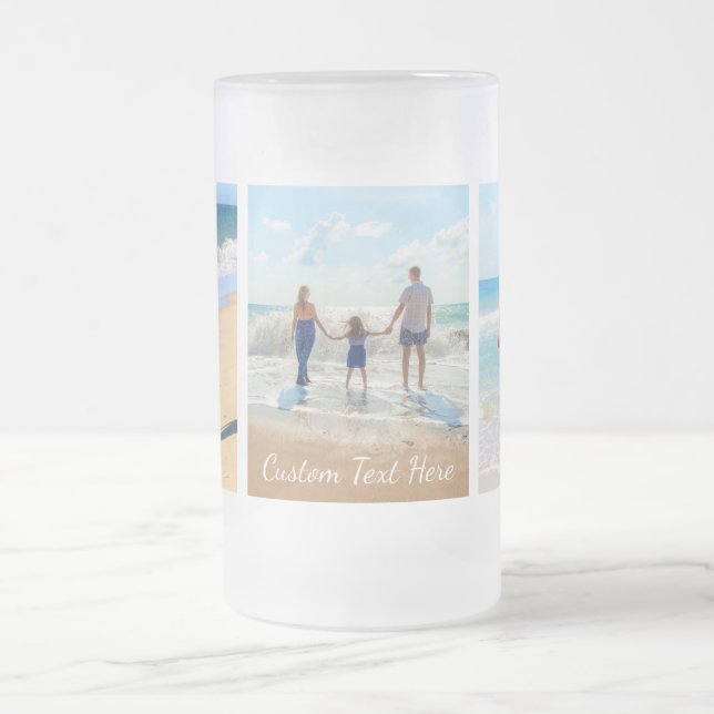 Custom Photo Text Collage Frosted Glass Beer Mug (Center)