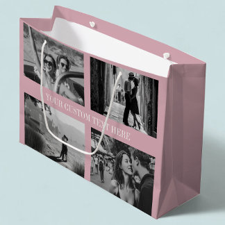 Custom Photo, Text, Color Blush Wedding Graduation Large Gift Bag