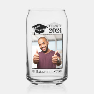 Custom Photo & Text color Can Glass