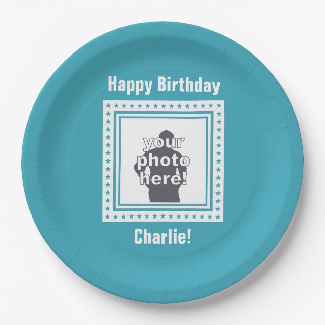 CUSTOM PHOTO, TEXT & COLOR paper plates (Front)