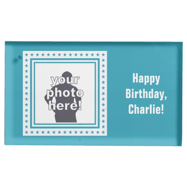 CUSTOM PHOTO, TEXT & COLOR table card holder (Front)