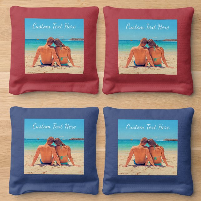 Custom Photo Text Cornhole Bags Your Love Photos (Wood)