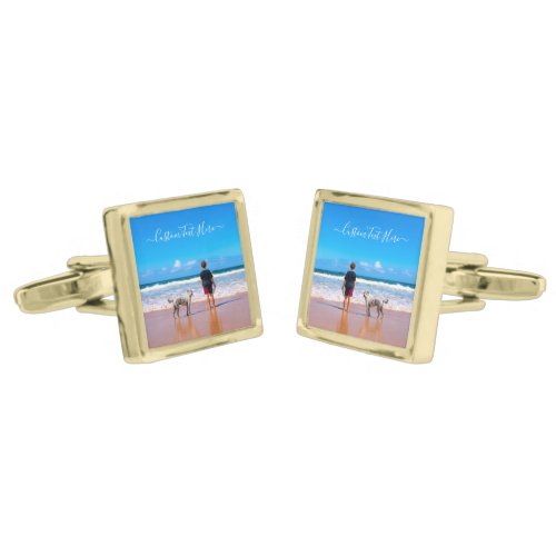 Custom Photo Text Cufflinks Gift with Your Photos