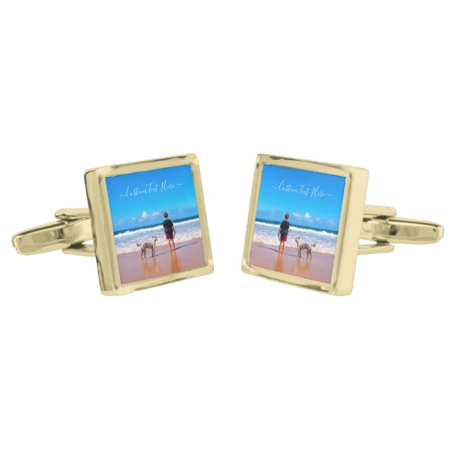 Custom Photo Text Cufflinks Gift with Your Photos (Angled)
