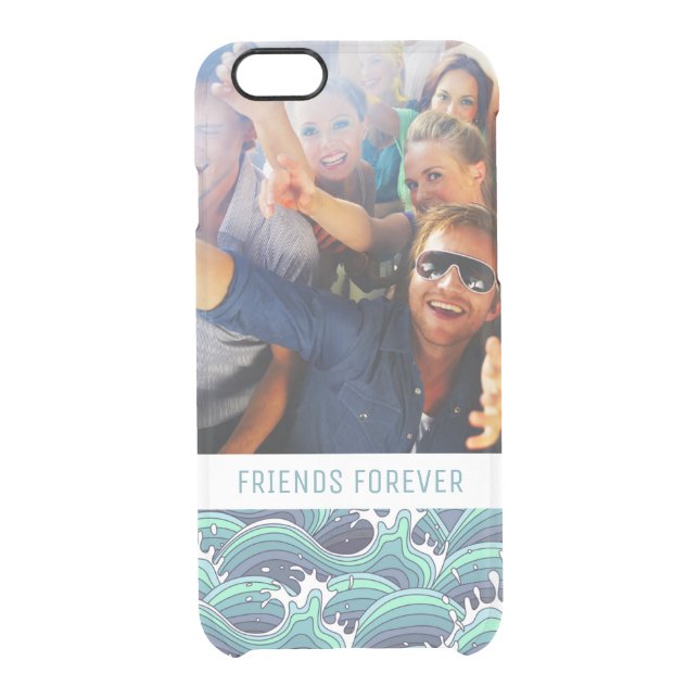 Custom Photo & Text Decorative Sea Wave Uncommon iPhone Case (Back)
