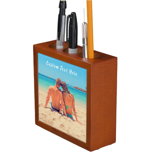 Custom Photo Text Desk Organizer Your Photos Gift (In Situ)