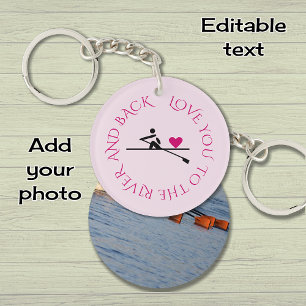 Custom photo text double-sided pink rowers keychain