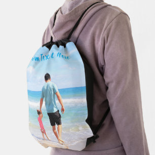 Custom Photo Text Drawstring Bag with Your Photos