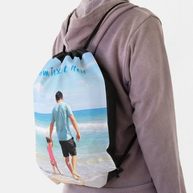 Custom Photo Text Drawstring Bag with Your Photos (Insitu)