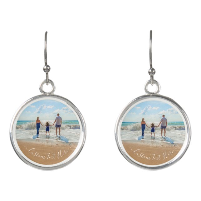 Custom Photo Text Earrings Gift with Your Photos (Front)