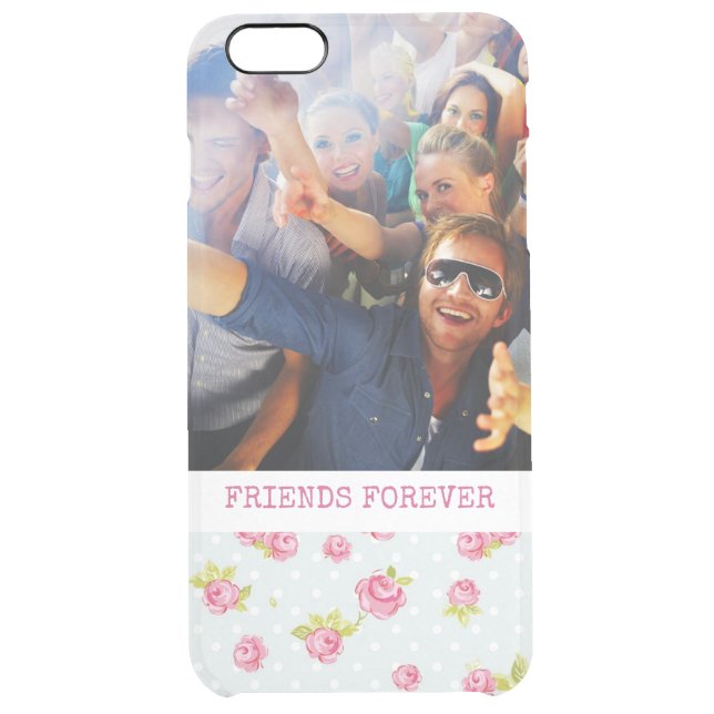 Custom Photo & Text Elegant pink roses 4 Uncommon iPhone Case (Back)