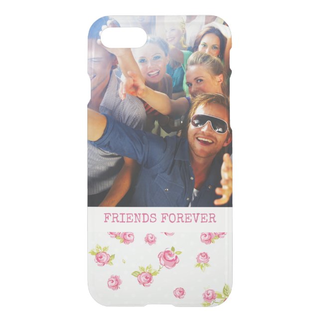 Custom Photo & Text Elegant pink roses 4 Uncommon iPhone Case (Back)