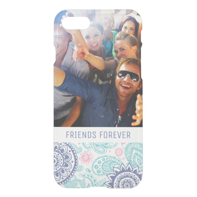 Custom Photo & Text Ethnic Paisley Pattern Uncommon iPhone Case (Back)