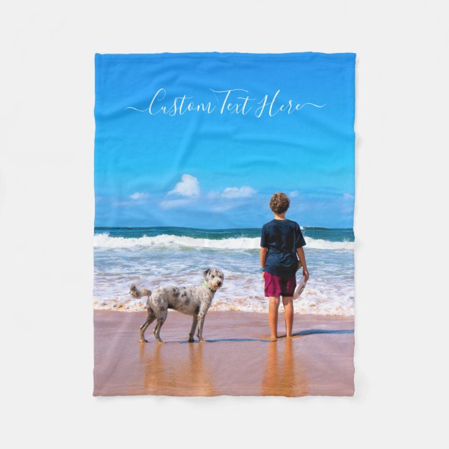 Custom Photo Text Fleece Blanket Your Own Design (Front)