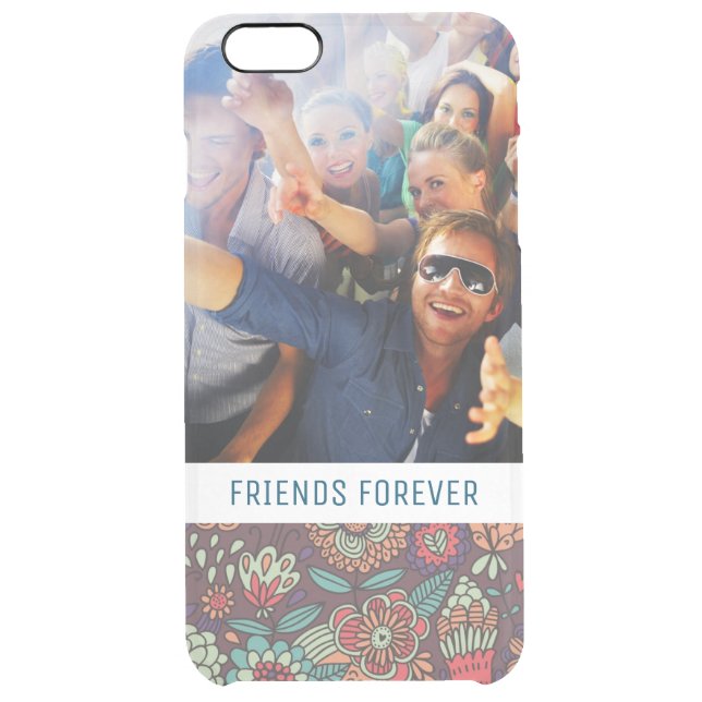 Custom Photo & Text floral cartoon pattern Uncommon iPhone Case (Back)